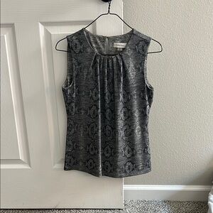 Calvin Klein Gray Pleated Sleeveless Blouse
